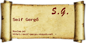 Seif Gergő névjegykártya