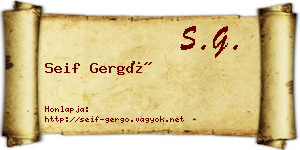 Seif Gergő névjegykártya